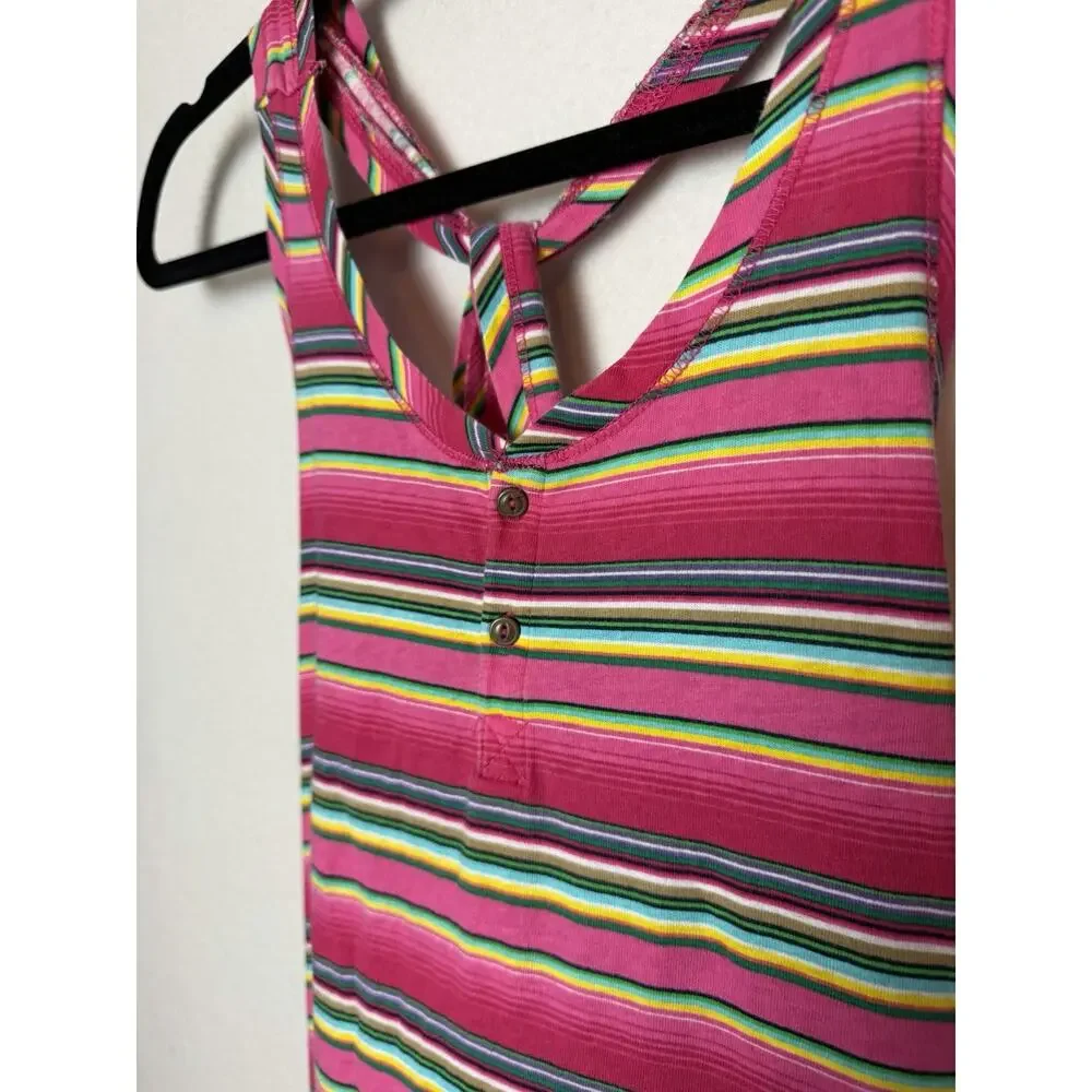 Ralph Lauren Girls Tank Maxi-Dress Pink Striped Size XL (16) Lightweight Cotton